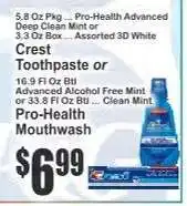Key Food Crest Toothpaste or Pro-Health Mouthwash offer
