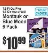 Key Food Montauk or Blue Moon 6 Pack offer