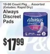 Key Food Always Discreet Pads offer