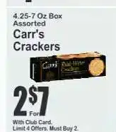 Key Food Carr's Crackers offer