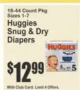 Key Food Huggies Snug & Dry Diapers offer