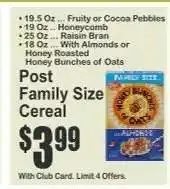 Key Food Post Family Size Cereal offer