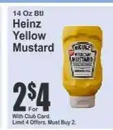 Key Food Heinz Yellow Mustard offer