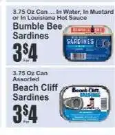 Key Food Bumble Bee Sardines offer