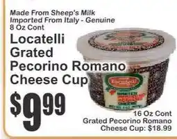 Key Food Locatelli Grated Pecorino Romano Cheese Cup offer