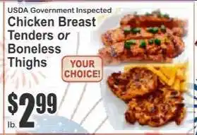 Key Food Chicken Breast Tenders or Boneless Thighs offer