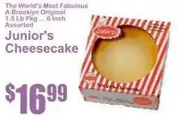 Key Food Junior's Cheesecake offer