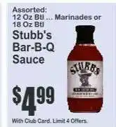 Key Food Stubb's Bar-B-Q Sauce offer