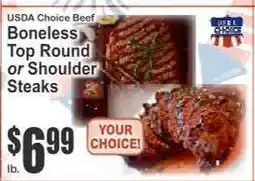 Key Food USDA Choice Beef Boneless Top Round or Shoulder Steaks offer