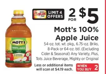ShopRite Mott's 100% Apple Juice offer