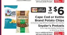 ShopRite Cape Cod or Kettle Brand Potato Chips, Snyder’s Pretzels offer