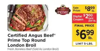 ShopRite Certified Angus Beef Prime Top Round London Broil offer