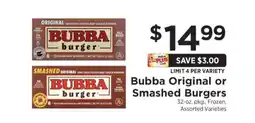 ShopRite Bubba Original or Smashed Burgers offer