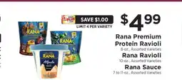 ShopRite Rana Premium Protein Ravioli, Rana Ravioli, Rana Sauce offer