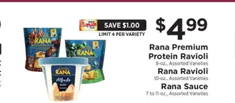 ShopRite Rana Premium Protein Ravioli, Rana Ravioli, Rana Sauce offer