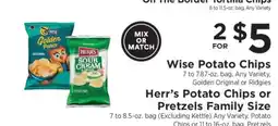 ShopRite Wise Potato Chips or Herr’s Potato Chips or Pretzels Family Size offer