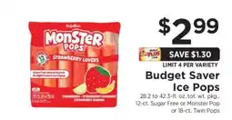 ShopRite Budget Saver Ice Pops offer