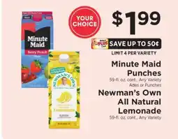 ShopRite Minute Maid Punches / Newman's Own All Natural Lemonade offer