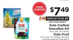 ShopRite Dole Crafted Smoothie Kit / Dole Fruit offer