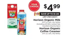 ShopRite Horizon Organic Milk / Horizon Organic Coffee Creamer offer