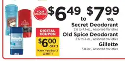 ShopRite Secret, Old Spice | Gillette Deodorant offer