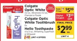 ShopRite Colgate Optic White / Colgate Optic White Toothbrush / Hello Toothpaste offer