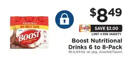 ShopRite Boost Nutritional Drinks 6 to 8-Pack offer