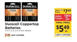 ShopRite Duracell Coppertop Batteries offer