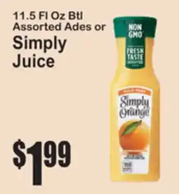 SuperFresh 11.5 FL Oz Btl Assorted Ades or Simply Juice offer