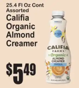 SuperFresh 25.4 FL Oz Cont Assorted Califia Organic Almond Creamer offer