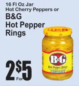 SuperFresh 16 Fl Oz Jar Hot Cherry Peppers or B&G Hot Pepper Rings offer