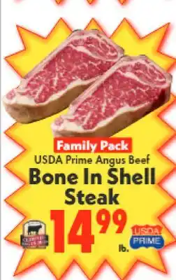 Marino's Supermarket USDA Prime Angus Beef Bone In Shell Steak offer