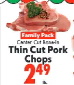 Marino's Supermarket Family Pack Center Cut Bone-In Thin Cut Pork Chops offer
