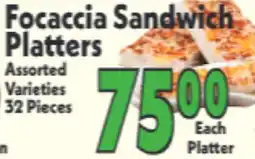 Marino's Supermarket Focaccia Sandwich Platters offer