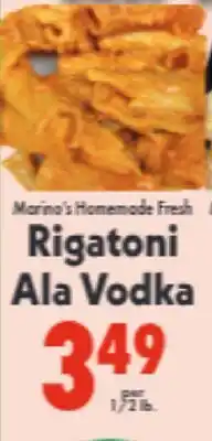 Marino's Supermarket Marina's Homemade Fresh Rigatoni Ala Vodka offer