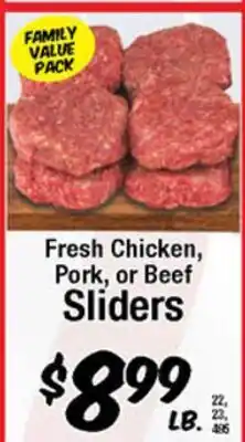 Western Beef Fresh Chicken, Pork, or Beef Sliders offer