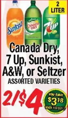 Western Beef Canada Dry, 7 Up, Sunkist, A&W, or Seltzer offer
