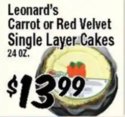 Western Beef Leonard's Carrot or Red Velvet Single Layer Cakes offer