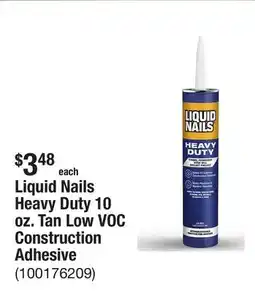 The Home Depot Liquid Nails Heavy Duty 10 oz. Tan Low VOC Construction Adhesive offer