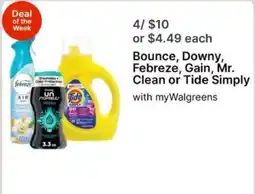 Walgreens Bounce, Downy, Febreze, Gain, Mr. Clean or Tide Simply offer