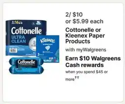 Walgreens Cottonelle or Kleenex Paper Products offer