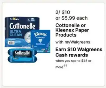 Walgreens Cottonelle or Kleenex Paper Products offer
