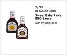 Walgreens Sweet Baby Ray's BBQ Sauce offer