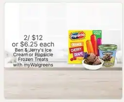 Walgreens Ben & Jerry's Ice Cream or Popsicle Frozen Treats offer