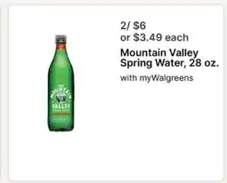Walgreens Mountain Valley Spring Water, 28 oz offer