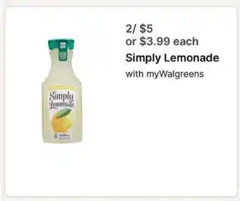 Walgreens Simply Lemonade offer