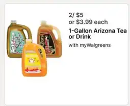 Walgreens 1-Gallon Arizona Tea or Drink offer