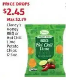 Aldi Clancy's Honey BBQ or Hot Chili Lime Potato Chips offer