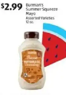 Aldi Burman's Summer Squeeze Mayo offer
