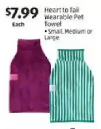 Aldi Heart to Tail Wearable Pet Towel offer